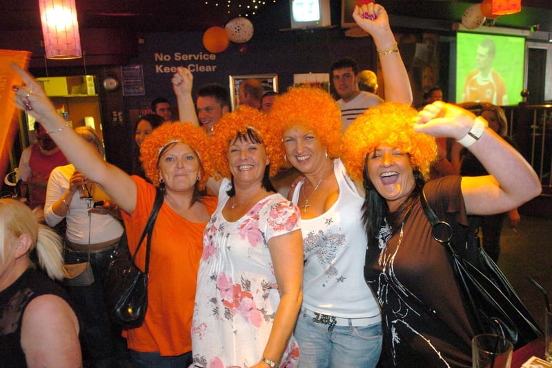 Blackpool fans watching the Blackpool v Yeovil play-off final match at Cahoots. L-R are Karen Turner, Sarah Coates, Cheryl Hagen and Yvonne Singer