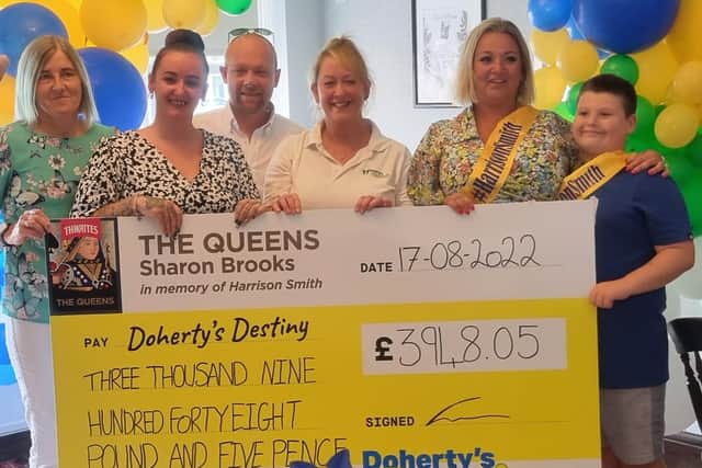 Sharon Brooks (second left) with fellow fundraisers for Doherty's Destiny at the Queen's Hotel, Fleetwood, earlier his year