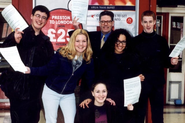 David Borrow MP waves off five of Lancashire's Young Parliamentarians on their way to the UK Youth Parliament in London with their manifesto. Dawn Musson, of Poulton is kneeling at the front with, from left: Lee Bradshaw, Charlotte O'Horo, David Borrow, Hilary Harvey and Alex Mugan