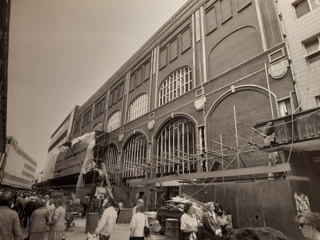 Scaffolding was up in this scene from 1989 as work continued on the new development which replaced the old Binns store