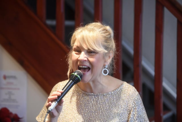 Singer Lynne Fix provided the entertainment at Blackpool Music School on its opening day as a warm hub.
