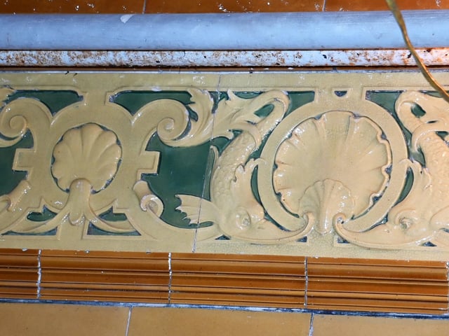 The shell and fish theme is bespoke to the Turkish Baths