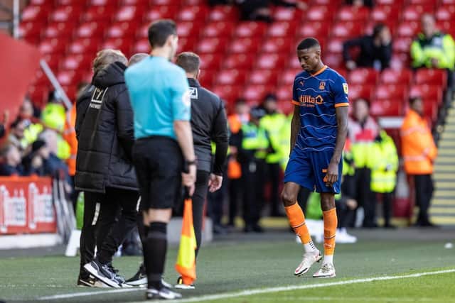 Marvin Ekpiteta was one of three Blackpool players to be sent off against Sheffield United
