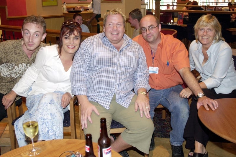 Contestants on a seaside special of The Weakest Link wait for the start of the show at the Litten Tree. Ben Muir, Tracy Johnson, Joey Blower, Richard Ryan and Jane Seddon