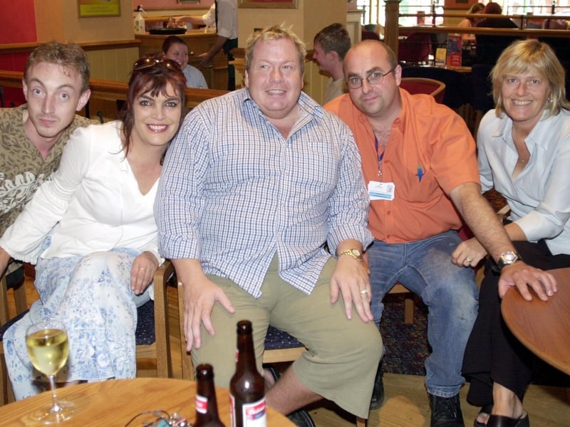 Contestants on a seaside special of The Weakest Link wait for the start of the show at the Litten Tree. Ben Muir, Tracy Johnson, Joey Blower, Richard Ryan and Jane Seddon