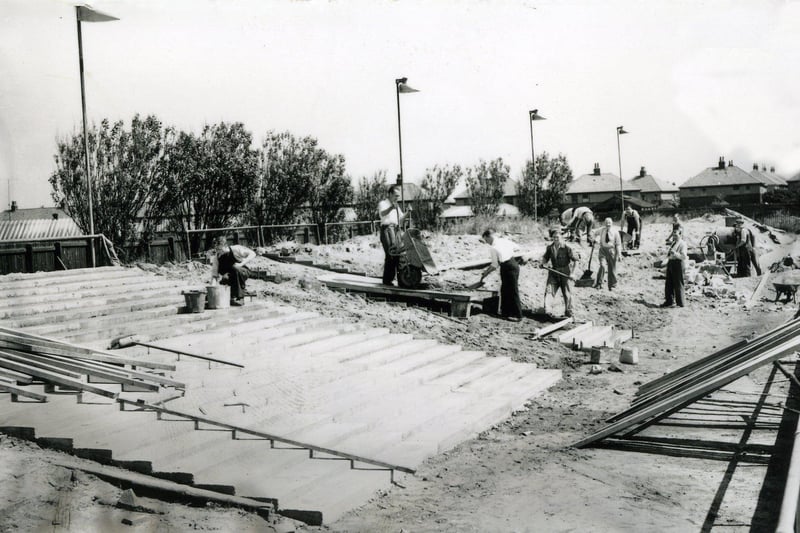 Construction of the greyhound stadium in St Annes, 1950s
