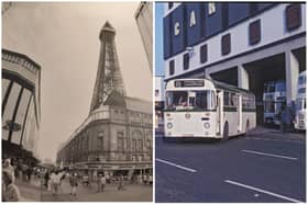 This photo montage shows two different elements to Blackpool town centre - the thriving shopping centre and the old bus station on Talbot Road. They are both scenes from the 1980s and in the bus station photo, two heritage buses in Blackpool transport's classic green and cream colours, were on the move