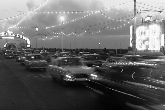 Traffic along the Illuminations on Blackpool Promenade in September 1960 was, according to Publicity Director Harry Porter, "the busiest lights weekend we have ever known"