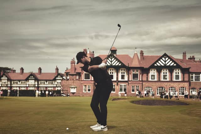 Sam Bairstow on the 18th as he earned a place in the final of the Amateur Championship at Royal Lytham and St Annes