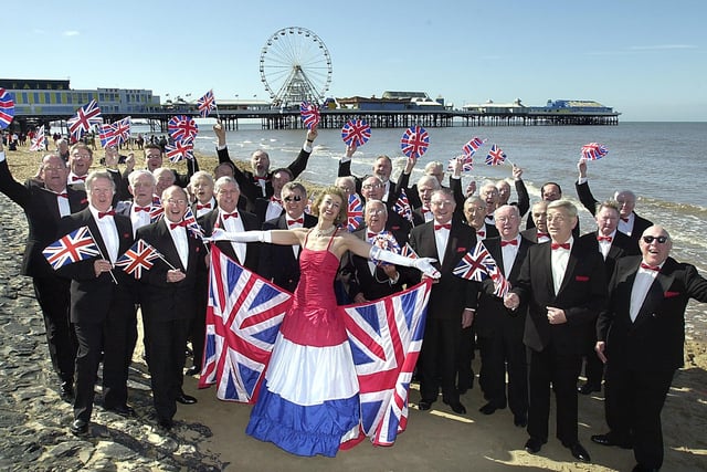 Blackpool Male Voice Choir ready for their Golden Jubilee Weekend, pictured with soloist Joan Aitchison