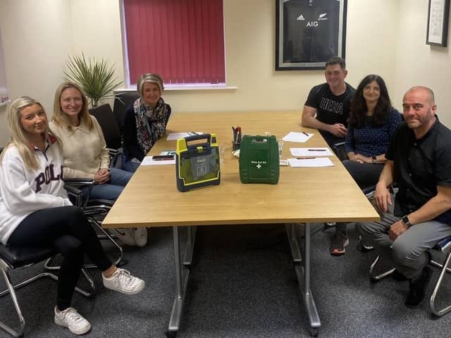 The team at Questa Financial at the Whitehills Business Park have installed a defibrillator at their offices for anyone in cardiac arrest on the estate to use