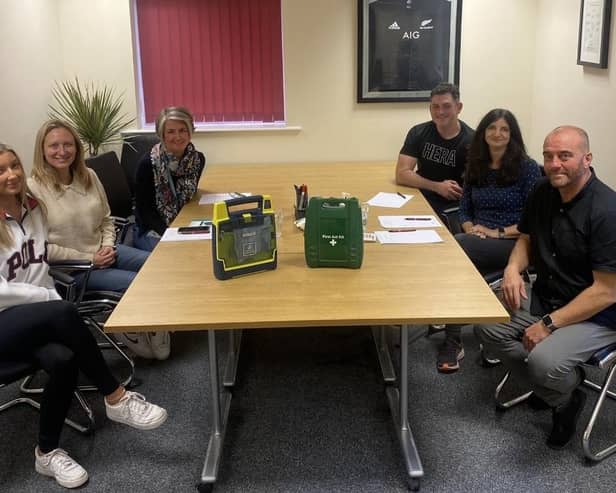 The team at Questa Financial at the Whitehills Business Park have installed a defibrillator at their offices for anyone in cardiac arrest on the estate to use