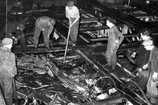The dance floor was completely wrecked in the fire of 1955. It stands on a girder frame. Ceilings below collapsed or were broken through to let water out