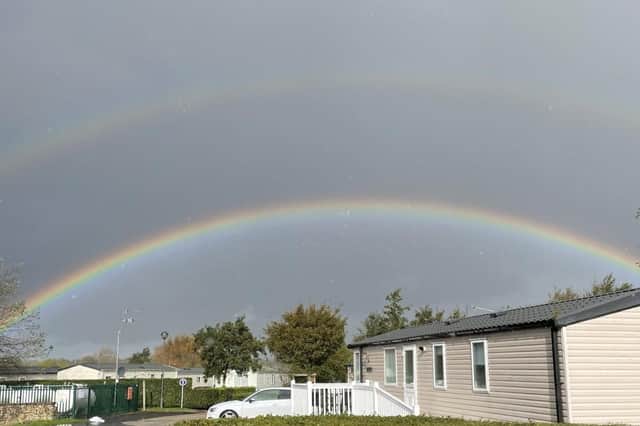 Rainbow over Marton Mere Holiday Park on Saturday afternoon 