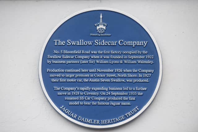 A blue plaque is unveiled at The Armfield Club where the Swallow Side Car was built in 1922