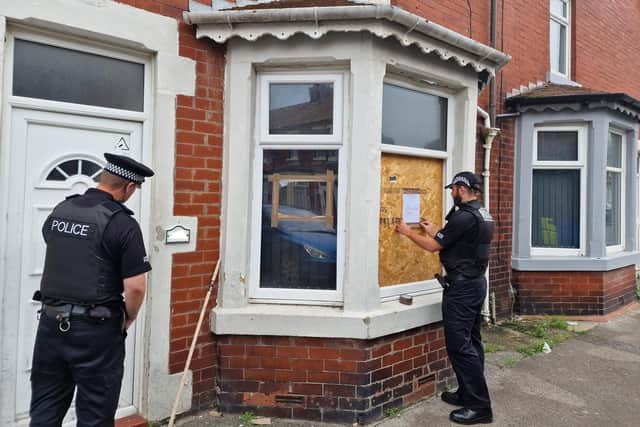 An address in Fleetwood was served with a closure order following reports of serious anti-social behaviour (Credit: Lancashire Police)