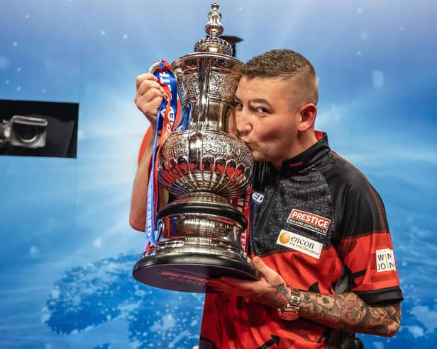 Nathan Aspinall won the Betfred World Matchplay title at Blackpool's Winter Gardens on Sunday Picture: Taylor Lanning/PDC