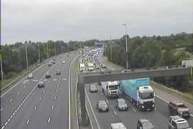 Traffic was building on the M6 near Preston following a multi-vehicle collision (Credit: National Highways)