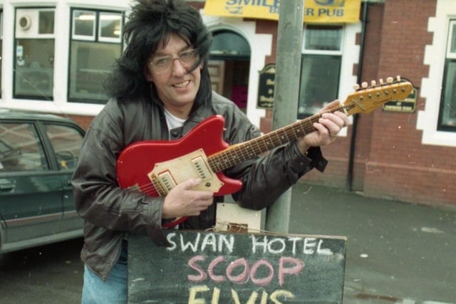 A touch of fantasy is being used by a landlord to advertise his high street pub and boost takings. Brian Eaton of the Swan Hotel on Poulton Street, Kirkham, is pulling in the punters by claiming to have had a visit from a pop legend. He has put up an unusual sign outside his pub claiming: "Elvis caught eating Shergar butties in Swan cellar."