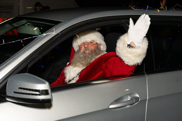 Father Christmas arrives in a limo for Layton Christmas Lights Switch On. Photo: Kelvin Lister-Stuttard