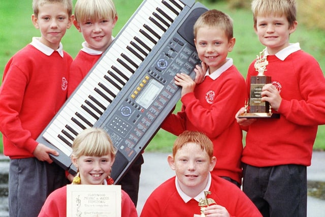 Pupils from Sacred Heart School who swept the board in the electronic keyboard section at Fleetwood Arts and Music Festival. Back L-R  Steven Rolinson, Christopher Wood, Chris Rolinson and Jamie McKenna. Front Amy Fitton and Mike Davies