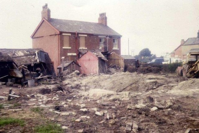 Holly Bank Cottage and the wreckage of the crashed Lightning in Pilling in September 1968