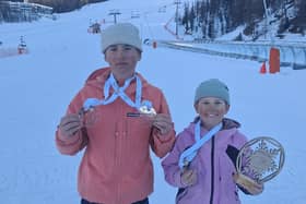 Blackpool snowboarding brothers Clayton and Cooper Colsey-Nicholls display their medals