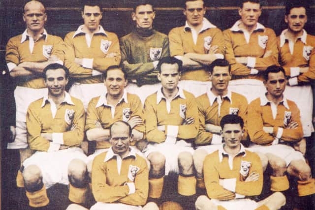 George Dick and Alex Munro, included in this squad picture, were the scorers for Blackpool
