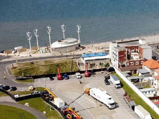 An aerial view of the filming location
