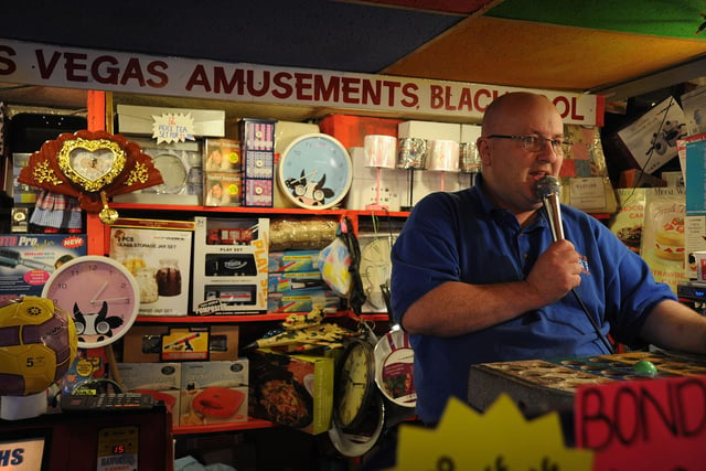 The characters behind Las Vegas Amusements bingo and burger arcade in Dale Street, Blackpool, were amongst those featured in a Channel 5 documentary series. Pictured is
Alan Haworth calling the bingo