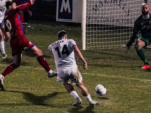 Josh Kay made it three goals in two Fylde games with a brace at Aldershot  Photo: AFC FYLDE