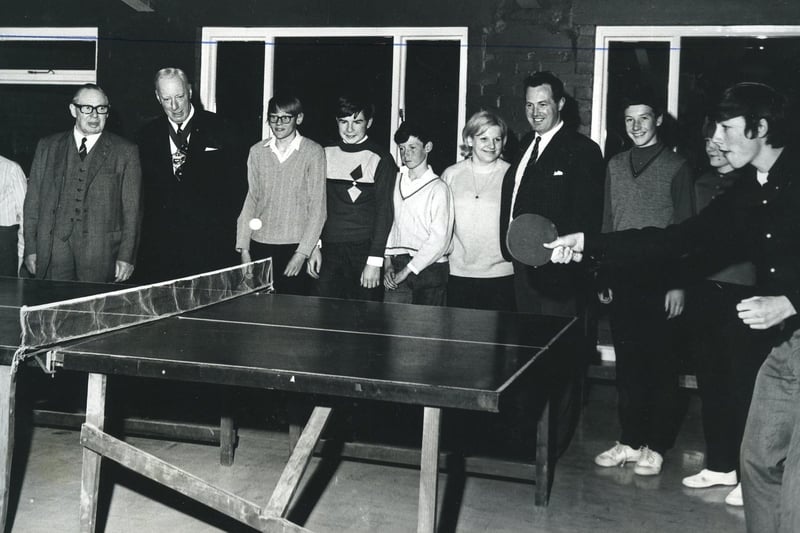 The Mayor of Blackpool Ald Albert E Stuart JP watches a game of table tennis during his visit to the Blackpool Boys Club