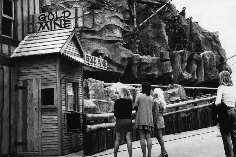 The Gold Mine at Blackpool Pleasure Beach, modelled on the Califorian gold rush mines of Sierra Nevada. Pictured just before it was due to open in October 1971
