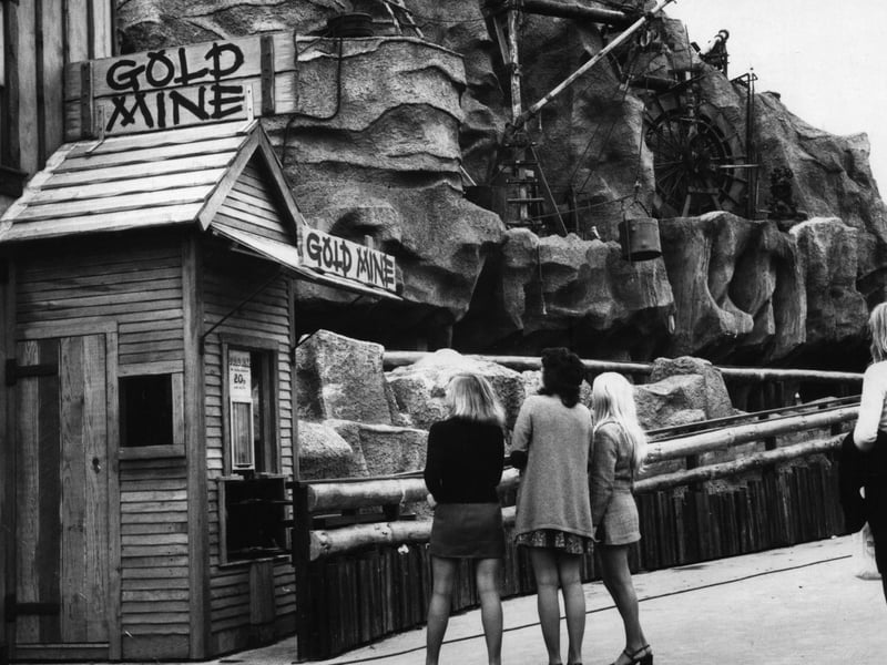 The Gold Mine at Blackpool Pleasure Beach, modelled on the Califorian gold rush mines of Sierra Nevada. Pictured just before it was due to open in October 1971