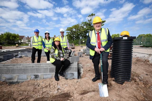 Foundations for the first phase of a new £20m council housing development in Grange Park. Pictured are councillors Gillian Campbell and Ivan Taylor with R-L John Donnellon from Blackpool Coastal Housing, Sarah Speakman from Blackpool Housing Company and Jeremy Whittle from Tyson Construction.