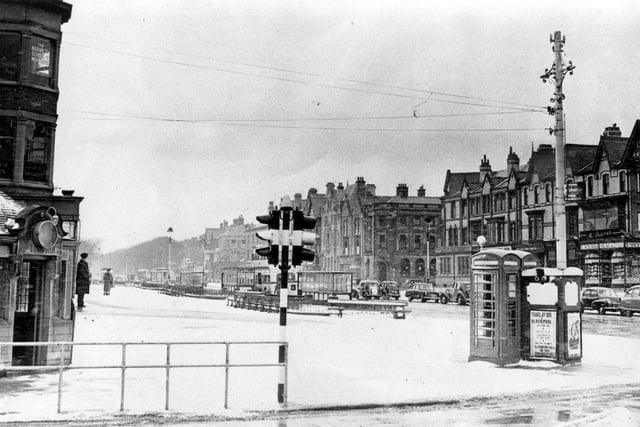 St Annes Square in the early 1960s under a blanket of snow