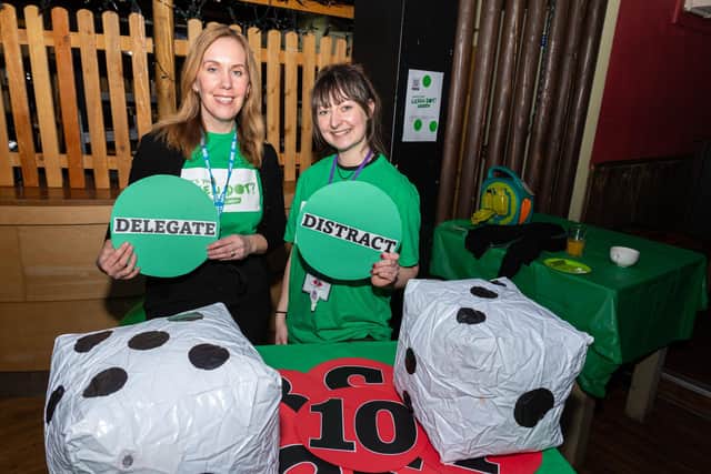 Sarah Moran from the complex lives team at FCMS and Ali Eland from Fylde Coast Womens Aid at the launch of Green Dot at Walkabout on Queens Street, Blackpool. Photo: Kelvin Stuttard