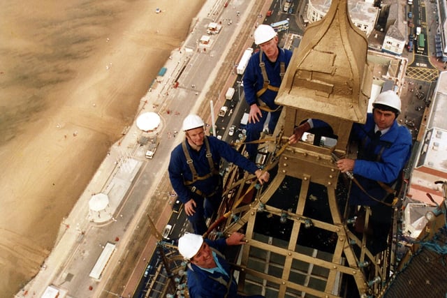 Blackpool Tower maintenance in the 1990's