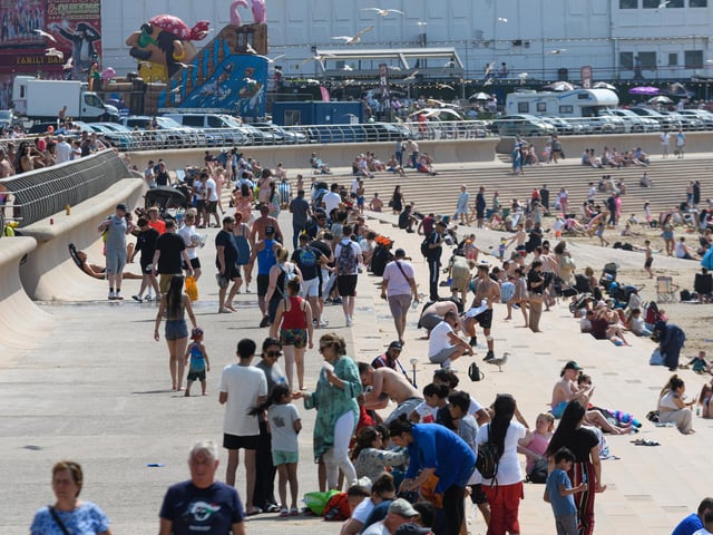 Visitors galore enjoying Blackpool seafront on the hottest day of the year. Photo: Kelvin Stuttard