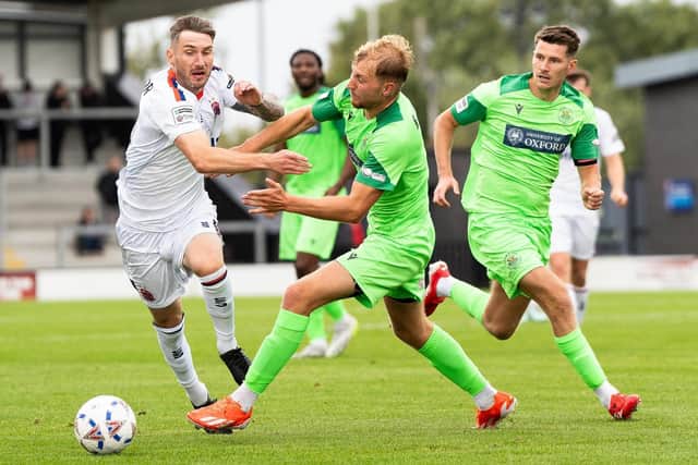 Danny Mayor in action on his AFC Fylde debut against Oxford City Photo: AFC Fylde