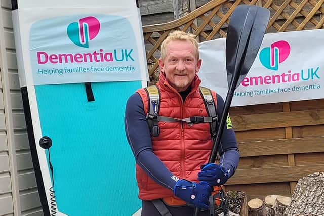 Paddle boarder Gareth Hughes is aiming for a world record, as well as raising £5,000 for Dementia UK