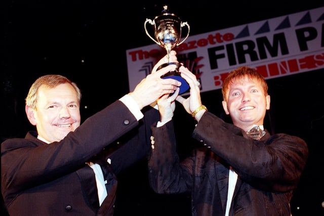 The Firm Partners Business Awards Ceremony at Blackpool Winter Gardens. The award was presented to Sam Lee by 1997 winner, Basil Newby
