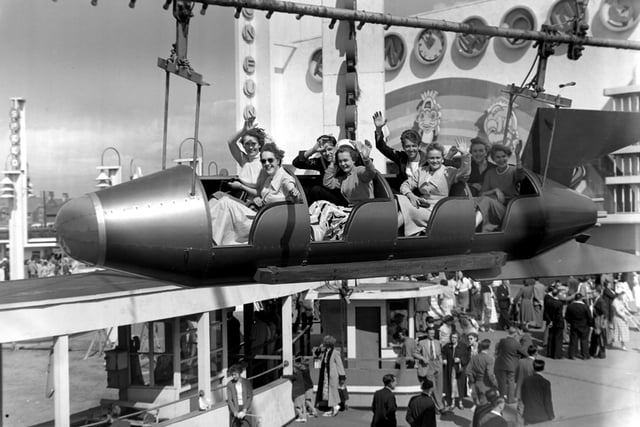 Aeroplane ride at Blackpool Pleasure Beach in 1955