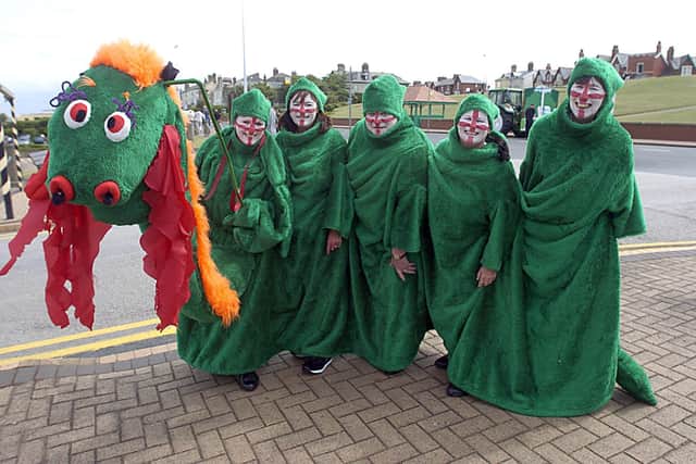 Flashback to Fleetwood Carnival in 2006, with the dragon ladies from the Fleetwood Arms.