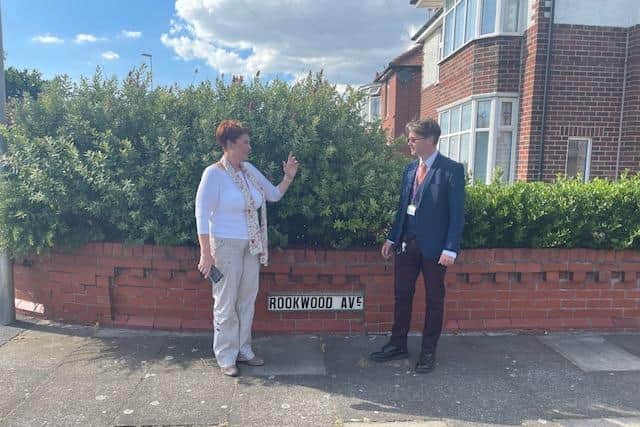 Coun Julie Sloman and Coun Paul Galley on Rookwood Avenue