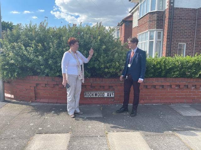 Coun Julie Sloman and Coun Paul Galley on Rookwood Avenue