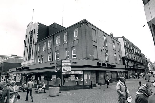The Evening Gazette and Gazette Stationers occupied the site at the junction on Victoria Street and Corporation Street. The building was replaced by shops in 1987