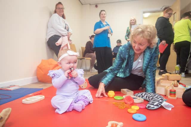The governemnt's Early Years Advisor, Dame Andrea Leadsom, pays a visit to Blackpool to learn about the new Family Hubs