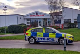Police outside Central Lancaster High School on Tuesday following reports of a bomb threat which turned out to be a hoax.