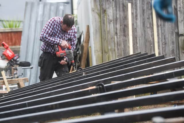 Nicholas Gillett hard at work on the new Lytham Windmill sails